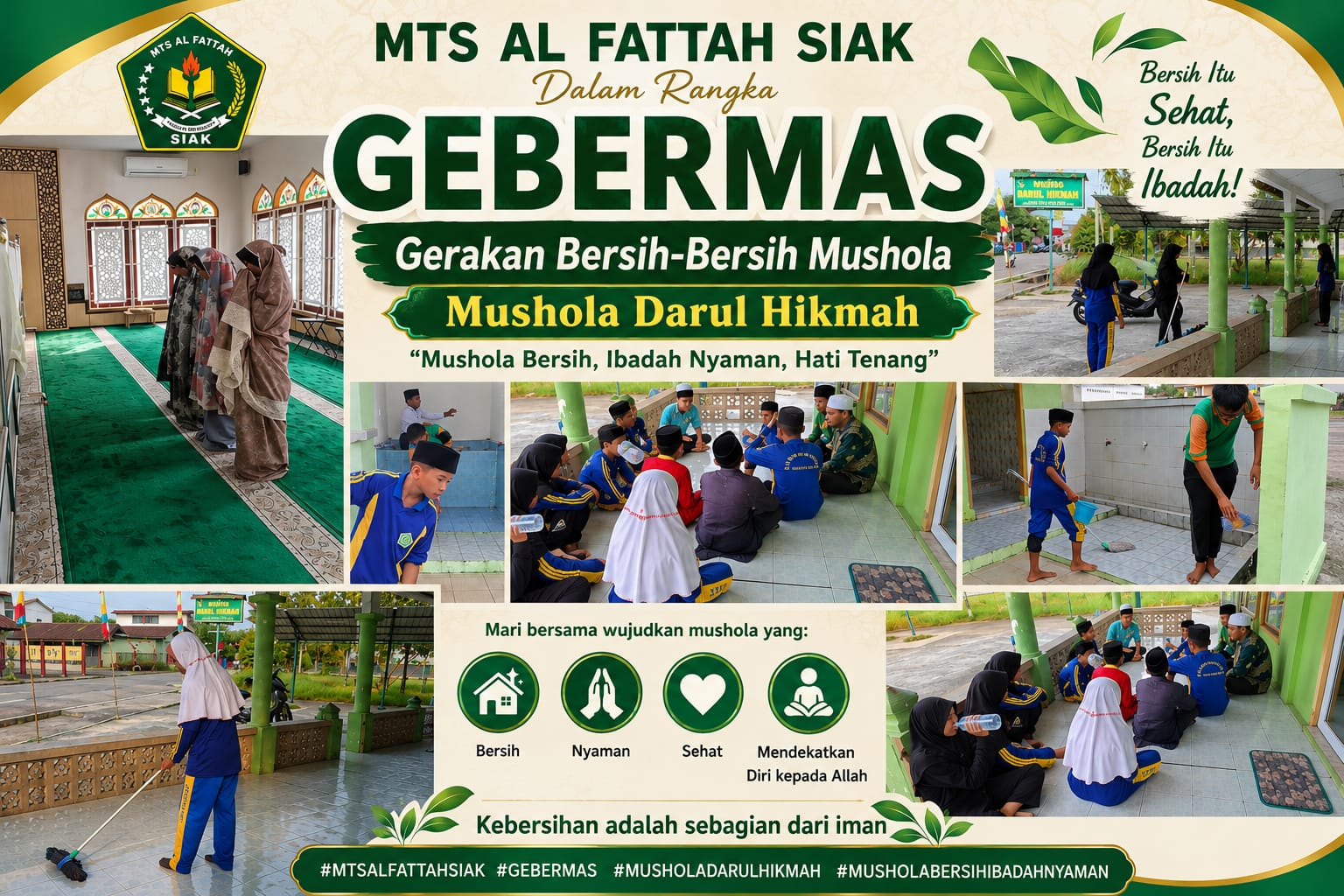 Gerakan Bersih-Bersih Masjid di JL. SULTAN SYARIF HASYIM, Kecamatan Siak — Aksi GURU DAN PESERTA DIDIK