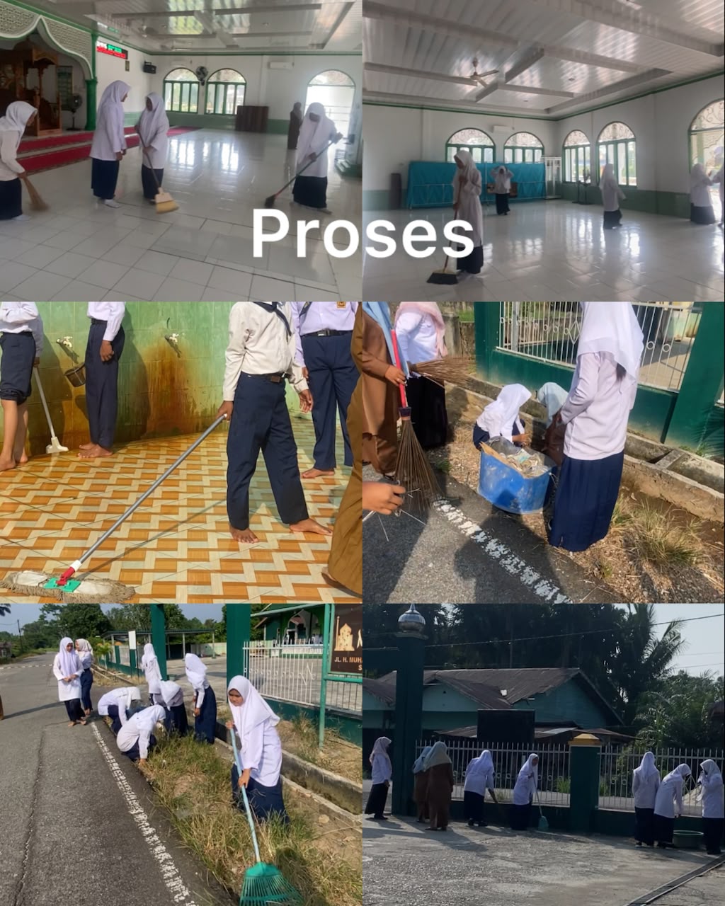 Dokumentasi kegiatan Gerakan bersih bersih di masjid baitulrrahim di kampung dusun pusako kec. pusako