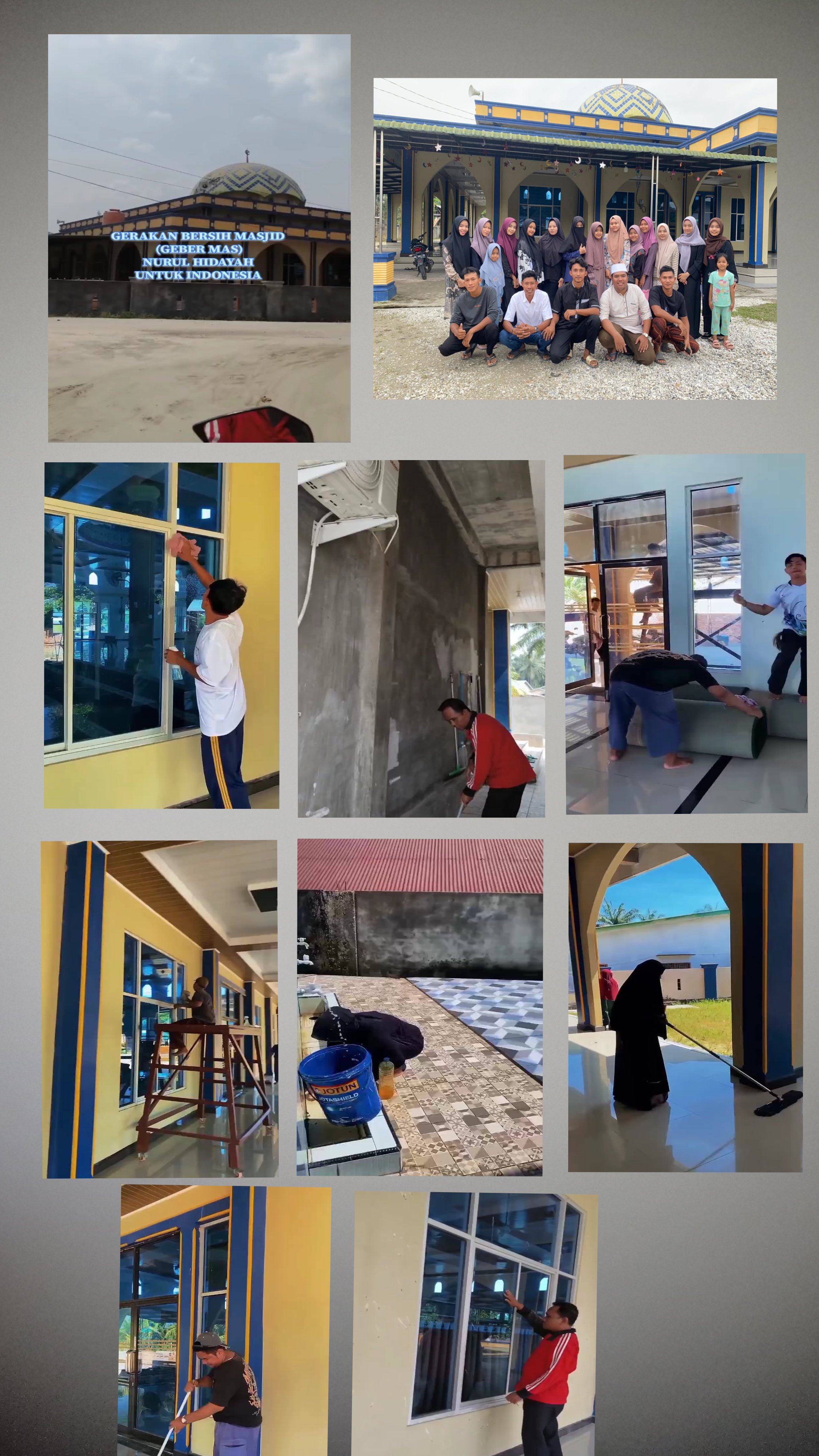 Gerakan Bersih-Bersih Masjid di Masjid Nurul Hidayah, Kecamatan Kandis — Aksi Masjid Nurul Hidayah dan penyuluh dan remaja