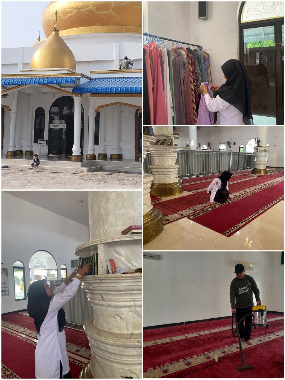 Gerakan Bersih-Bersih Masjid di Jln. Perawang-Buton KM 70 Dayun Siak, Kecamatan Dayun — Aksi Pengurus Masjid dan Staf KUA Dayun